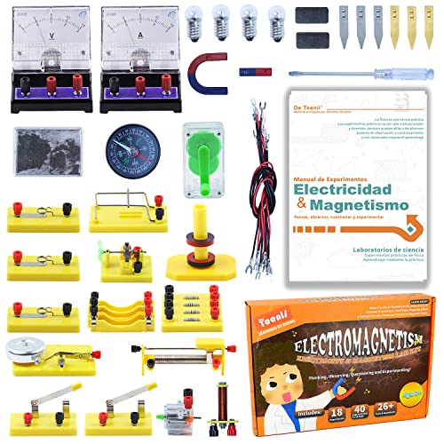 Teenii Kit de Ciencia Experimentos para niños de 8-16 años, Ideas de Regalo de cumpleaños y Navidad, Conjunto de Aprendizaje de Circuito de Electricidad y Magnetismo Stem Física Juguetes Educativos