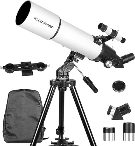 Telescopio 80 mm Apertura 600 mm - Telescopio de refracción astronómica para Adultos y Principiantes - Telescopio de Viaje Montura AZ con Mochila, Filtro Lunar (M80600)