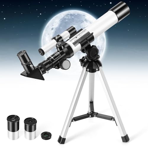 Telescopio Astronómico, Telescopio Astronómico Niño con trípode, 400/40 mm, portátil, telescopio astronómico, para niños, principiante y adulto y aficionado para observar la luna