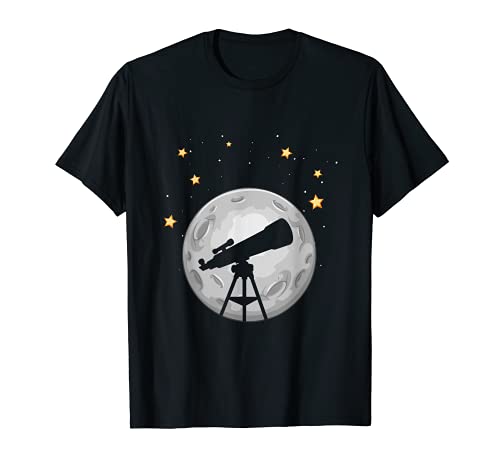 Telescopio Telescopio Luna Estrellas Observando Universo Astronomía Camiseta