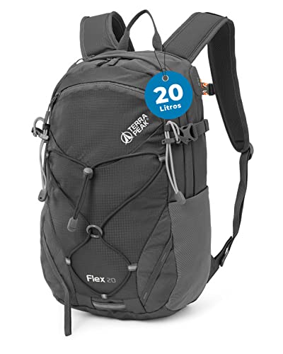Terra Peak Flex 20 mochila de senderismo 20L mochilas hombre mujer gris pequeña - mochila outdoor impermeable - mochila para camping - con sistema de hidratación integrado compartimento para portátil