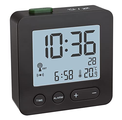 TFA Dostmann Reloj Despertador con Alarma y indicación de Temperatura, Negro, 62x22x68mm (60.2545.01)