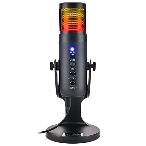 The G-Lab K-Mic Natrium Gaming Microphone RGB - Audio, Soporte antivibración - Micrófono USB de sobremesa Ideal para Gaming, Streaming, Twitch, Youtube para PC/PS4/PS5 - Nuevo 2022