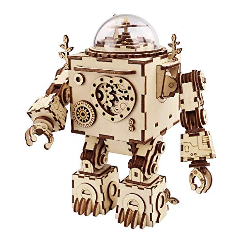 Think Gizmos - Maqueta Robot Musical TG714 - Puzzle 3D de Madera con Efectos Musicales - Rompecabezas Adultos, Adolescentes, Niños y Niñas a Partir de los 12 Años