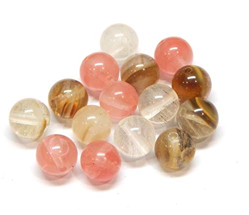 Tigerskin - Perlas de cristal de cuarzo de cerezo, piedras semipreciosas, redondas, 6 mm, diseño de joyas, accesorios para manualidades, cadena de perlas, 18 unidades