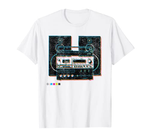 tocadiscos y altavoces del reproductor de casete del reproductor de discos vintage Camiseta