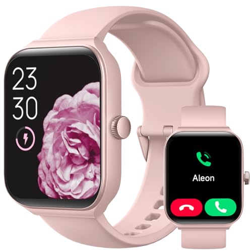 TOOBUR Reloj Inteligente Mujer, Smartwatch Alexa Incorporada 1.95" Pantalla IP68 Sumergible con Llamada, Seguimiento del Frecuencia Cardíaca/Oxígeno en Sangre/Sueño/100 Deportes para Android iOS Rosa