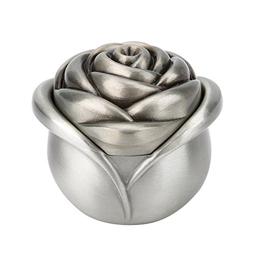 Tosuny Caja de anillo, Aleación de zinc Caja de anillo de boda Caja de regalo Caja de almacenamiento de joyas con diseño de flor rosa para la propuesta, Compromiso, Boda