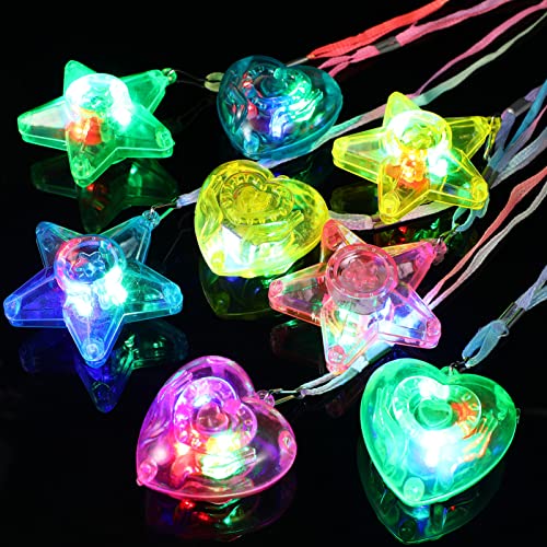 Toyvian 8 Piezas de Collares con Luces LED para Niños Colgantes de Plástico con Luz LED Collares con Estrellas LED Rellenos de Bolsas de Golosinas Estrellas de Plástico Y Collares de