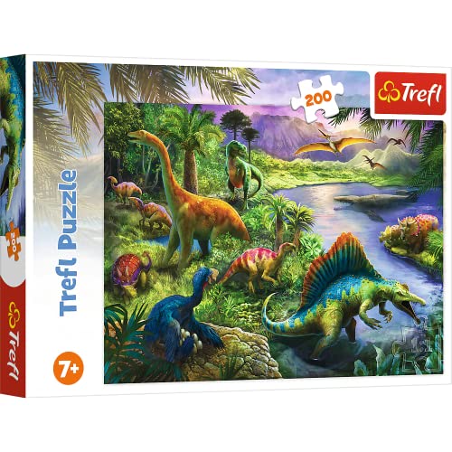 Trefl 200 Piezas, para niños a Partir de 7 años Puzzle, Color Dinosaurios Depredadores, Dinosaurier