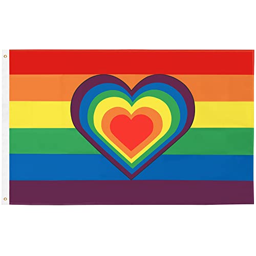 Trixes - Bandera de corazón del orgullo, bandera LGBTQIA2+, bandera de arco iris, bandera de orgullo gay, regalos LGBTQ, accesorios LGBT, regalos gay, banderas lesbianas