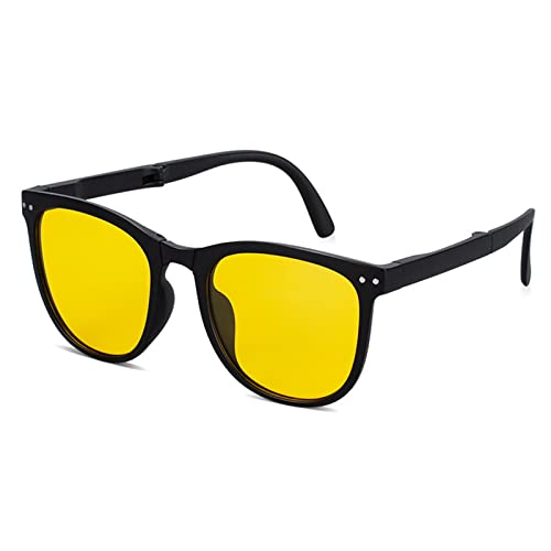 TRMF Gafas de visión nocturna unisex – Gafas de visión nocturna que filtra la luz de los faros, gafas de noche para conducción, color amarillo claro HD visible