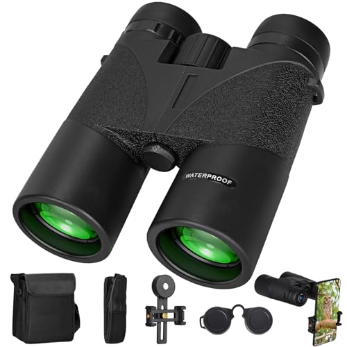 Prismáticos 10x50 para adultos, prismáticos compactos de alto rendimiento  impermeables para la observación de aves conciertos de observación de  estrellas camping de senderismo, (negro)