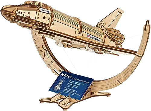 UGEARS Transbordador Espacial Discovery de la NASA - Puzzle 3D Madera para Construir - Maqueta Nave Espacial Madera Mecánica Detallada - Ideal para Amantes del Espacio y Maquetas