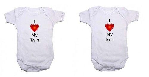 'uktwins Body para bebé de juego, para Géminis, texto "I love my Twin, 2 unidades) blanco weiß Talla:3-6 meses