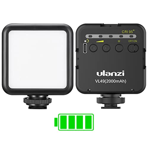 ULANZI Luz de Vídeo LED VL49 5500K Luz de Relleno Luz de Camara LED lámpara de luz fotográfica portátil para videocámaras DSLR, fotografía, batería incorporada de 2000mAh.