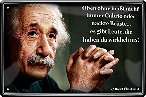 Unbekannt Desconocido Albert Einstein, Arriba sin Cartel Decorativo de Chapa de 20 x 30 cm con Texto Blanco 272