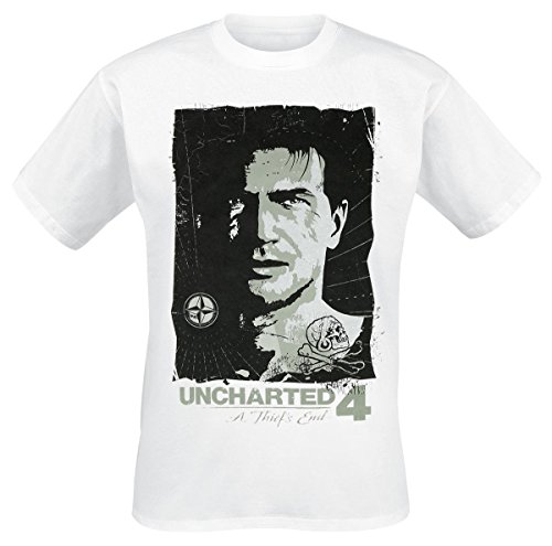 Uncharted 4 T-Shirt -2XL- Drake Kompass, Weiss [Importación Alemana]