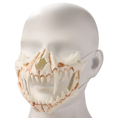 UNOLIGA Máscara de Esqueleto de Halloween, Máscara de Tigre, Máscara de Calavera de Media Cara, Máscara de Terror de Halloween para Adulto Niño Carnaval, Máscara Japonesa