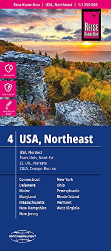 USA4: Noreste, mapa impermeable de carreteras. Escala 1:1.250.000 impermeable. Reise Know-How.: reiß- und wasserfest (world mapping project) (USA 4 ... Maryland, New York, Ohio, West Virginia, ...)