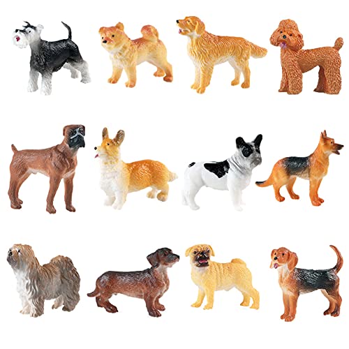 UZSXHJ Figuras 12pcs Animal Lindo Cachorro de Perro Figuras realistas Animales Figurines para Perros Primeros de la Torta de cumpleaños de los niños de la Torta Decoraciones