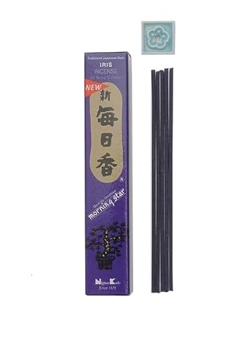 Varillas de incienso japonesas de Nippon Kodo Morning Star Incense Sticks de Japón de tejidos naturales sin productos químicos para relajación y meditación (Iris)