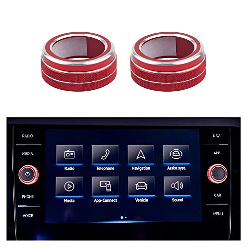 VDARK Para Volkswagen Accesorios Jetta Passat Golf Beetle Polo Volume VOL TUNE Knob Covers Red Car Interior Decoration Trims Metal Decal Stickers