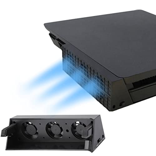 Ventilador de enfriamiento para PS4 Slim, USB Control de Temperatura Inteligente Ventilador enrollador Termostato 3 Ventiladores System Station para Sony Playstation 4 Slim.