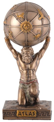 Veronese - Figura en miniatura de dios griego Atlas (piedra artificial, pintada a mano), color bronce