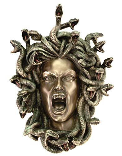 Veronese Relieve de Pared Cabeza El Medusa 18CM Decoración Figura Bronceada