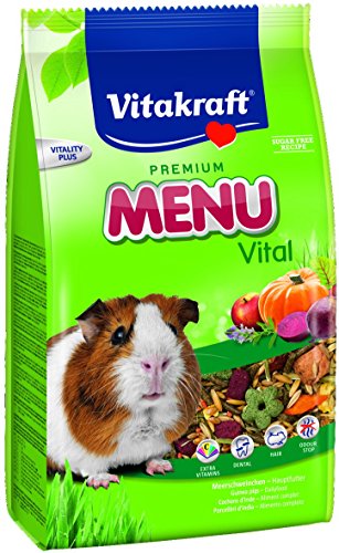 Vitakraft - Menú Premium Vital para Cobayas con Mezcla de Cereales, Frutas y Verduras, Alimento Principal - 1 kg
