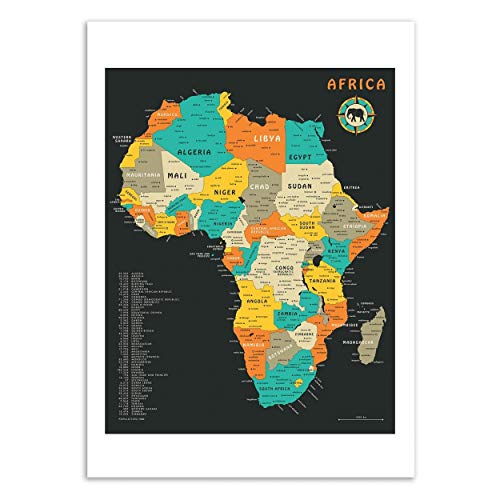Wall Editions Art-Poster - Africa Map - Jazzberry Blue