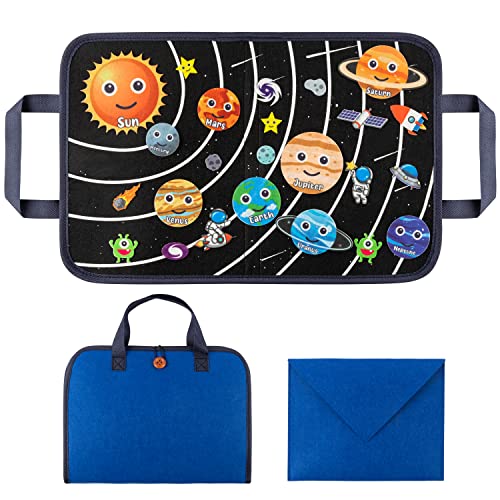 WATINC Busy Board Tabla de fieltro para viajes espaciales juguete portátil juguete educativo de Montessori para niños pequeños reutilizable fácil de llevar regalo de cumpleaños infantil