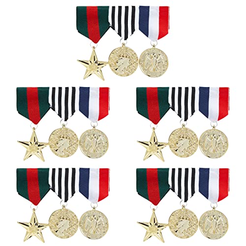 WEBEEDY 5 juegos de insignias militares para disfraz, medalla, oficial, combate, medalla, broche de plástico, insignia de héroe militar, medallas para abrigo, chaqueta, disfraz, uniforme