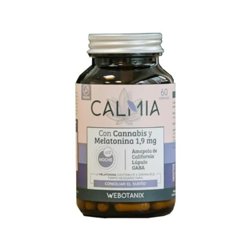 WEBOTANIX | Calmia Noche | 60 Cápsulas Melatonina 1,9 mg. + Amapola de California + Lúpulo + GABA | Mejora la Calidad del Sueño | Pastillas para Dormir Bien | Productos para el Sueño | Vegano