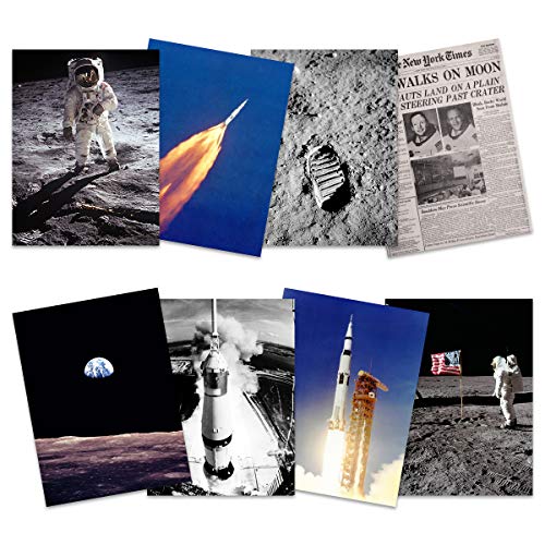 Wee Blue Coo Apollo 11 Astronaut Aldrin Armstrong 50th Anniversary Moon Landing Saturn V Rocket Wall Art Print Poster Home Decor Premium Pack of 8 Luna Cohete pared Póster Casa