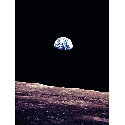Wee Blue Coo Space Photo Planet Earth Lunar Surface Moon Landscape USA Art Print Poster Wall Decor 12X16 Inch