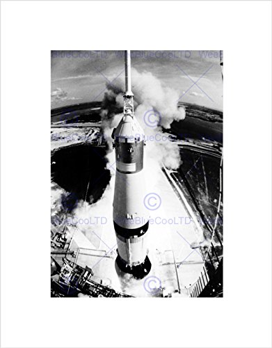 Wee Blue Coo Space Rocket Launch Saturn V Apollo 11 View Thrust Blast Lift Off Impresión del Arte 12 x 16 Pulgadas