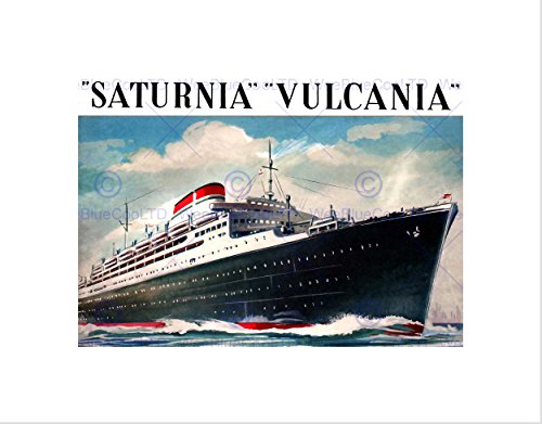 Wee Blue Coo Travel Saturnia Vulcan Ocean Liner Ship Sea Sky Boat Impresión del Arte 12 x 16 Pulgadas