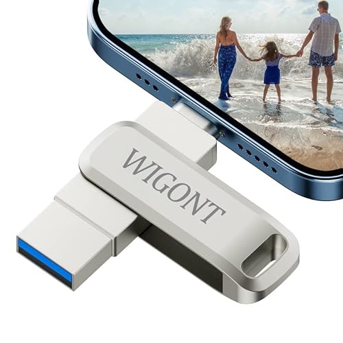 WIGONT Pendrive 128 GB, Pendrive iPhone Almacenamiento Externo para iPhone/iPad/PC, Viene con Type-C Adapter. Memoria USB para Guardar más Fotos y Videos en Diferentes Dispositivos.…
