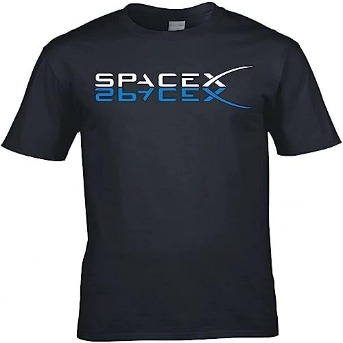 Women Inspired by spacex Mirror Logo t-Tshirts Camisetas y Tops Black(Small)