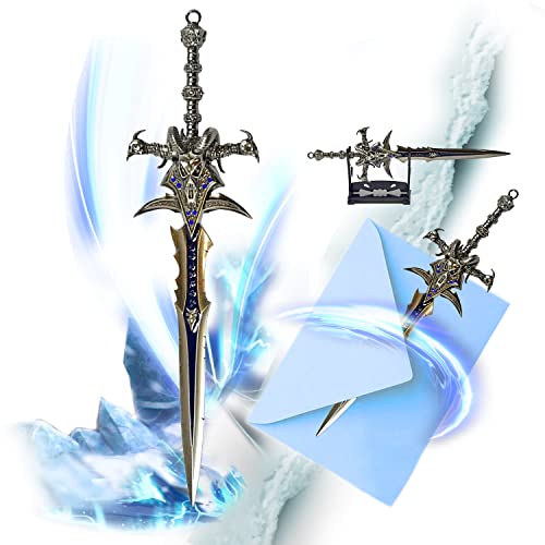 World of Warcraft Frostmourne - Abridor de cartas en forma de espada con base, 8.8 pulgadas, hogar, accesorio de oficina, regalo y mercancía para fans y coleccionistas