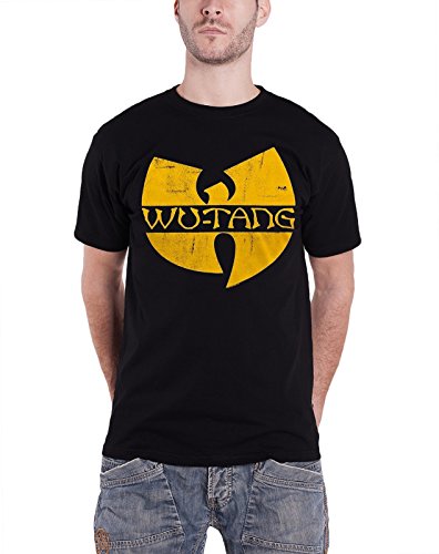 Wu Tang Clan Classic Distressed Logo Oficial de los hombres nuevo negro T Shirt