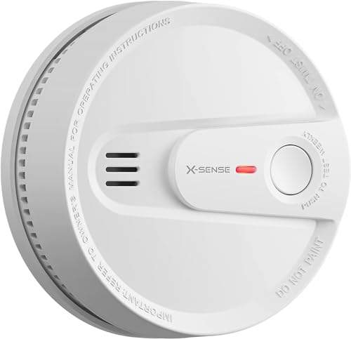 X-Sense Detector de Humo, Alarma contra Incendios con 10 Años de Batería, Indicador LED y Alarma de 85 dB, Certificada CE, TÜV y EN14604, 1 Pieza