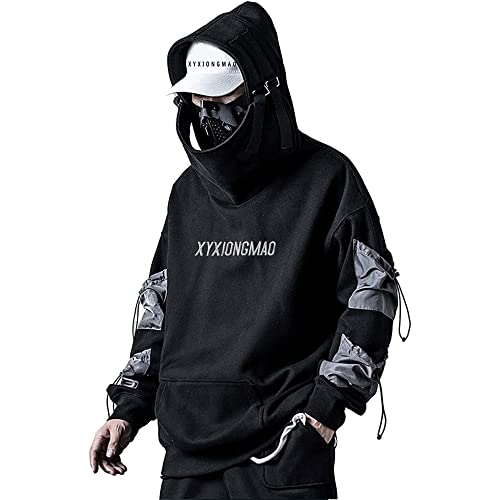 XYXIONGMAO Streetwear Techwear - Sudadera con Capucha Cyberpunk Tactical para Hombre, Color Negro, Negro -, Medium