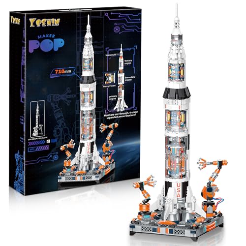 YESHIN Modelo de bloques de construcción de cohetes, kit de cohete de 1571 piezas para adolescentes y adultos, juguete espacial como regalo/coleccionables/artículos de exhibición