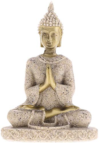 Yikko Mini Estatua de Buda de Arenisca Metriya Estatua de Metriya Juego de Escultura Tallada a Mano Adecuado para Estatua decoración del hogar (7,5 x 5 x 2,5 cm)