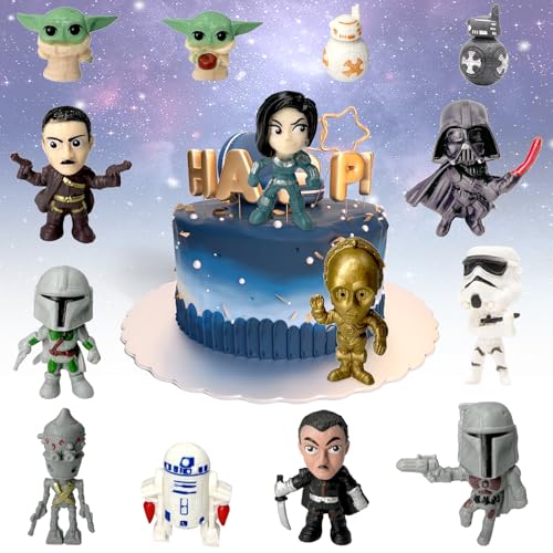 YISKY Decoración de Pastel Yoda, 14 piezas Decoración de Tarta Star Wars, Star Wars Acción Juguetes Modelo Muñecas, Yoda Doll Figure Modelo, Guerra De Las Galaxias Figuras de Acción Juguete Playsets