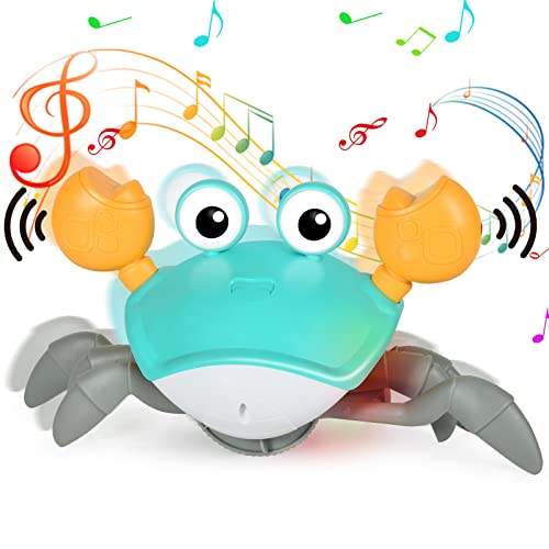 Ykgutilu Juguete de Cangrejo de Escape con Sensor de bebé, Cangrejo de Juguete Educativo para bebés, Juguetes Musicales para bebés, Recargable por USB, Regalos para niños de 6 Meses a 5 años