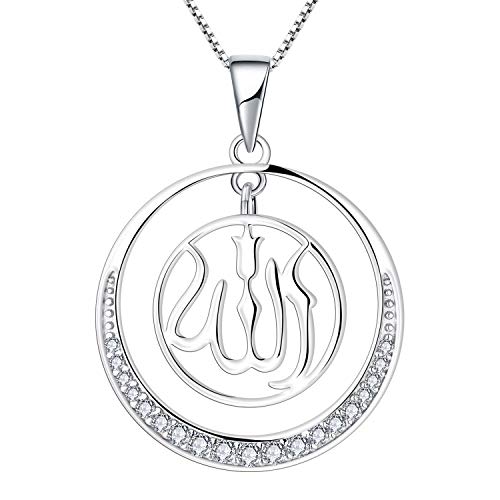 YL Collar Allah Plata de Ley 925 con Islam Alá Collar Colgante Joyería para Mujeres